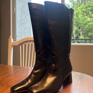 Naturalized Women's Wide Width Nona Black Knee-High Leather Boots Sz 7.5
